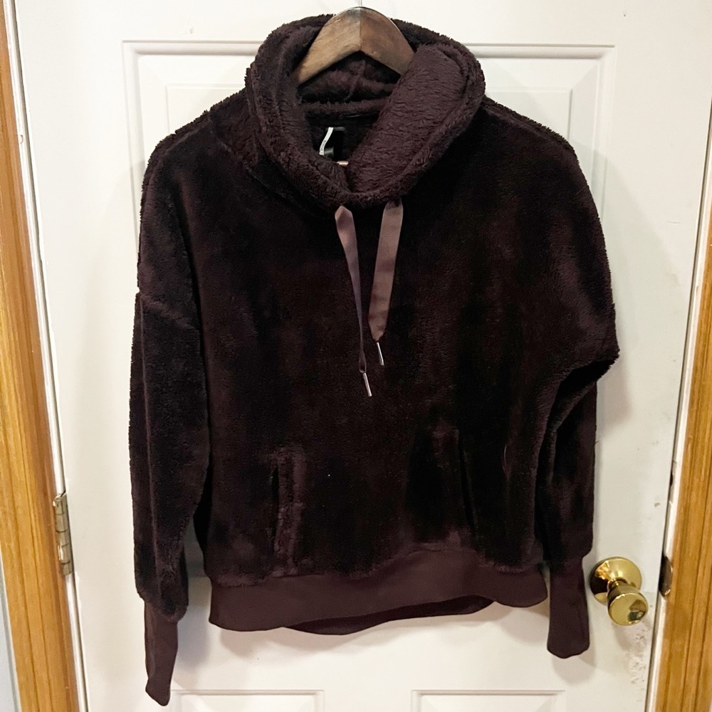 Mondetta Cowl Neck Fleece Pullover Womens Size Small Chocolate Brown Cozy Soft‎